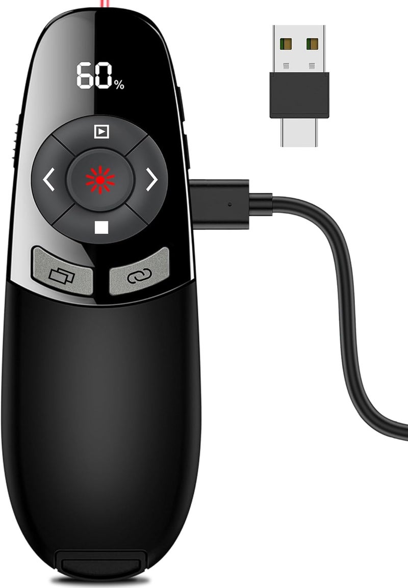 DinoFire USB C Rechargeable Presentation Clicker Wireless Presenter Remote for PowerPoint Presentations with Timer - Image 1